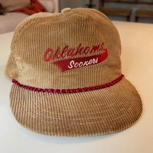 Vintage corduroy Oklahoma Sooners cord flat brim adjustable back hat